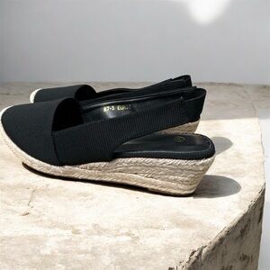 SHEIN Black Espadrille Slingback Wedges